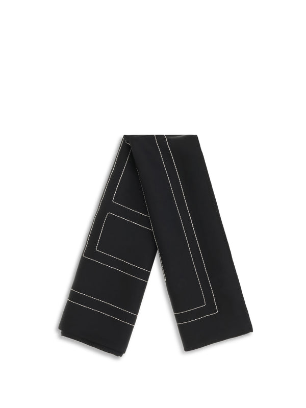 Silk Scarf With Embroidery — Black Gots-certified Organic