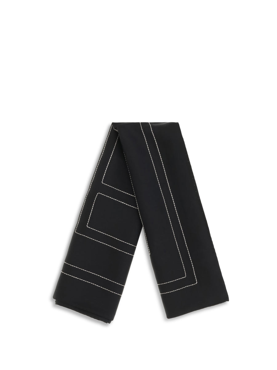 Silk Scarf With Embroidery — Black Gots-certified Organic