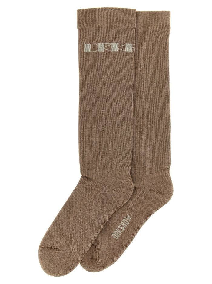 Jacquard logo socks Beige Cotton Nylon Elastane
