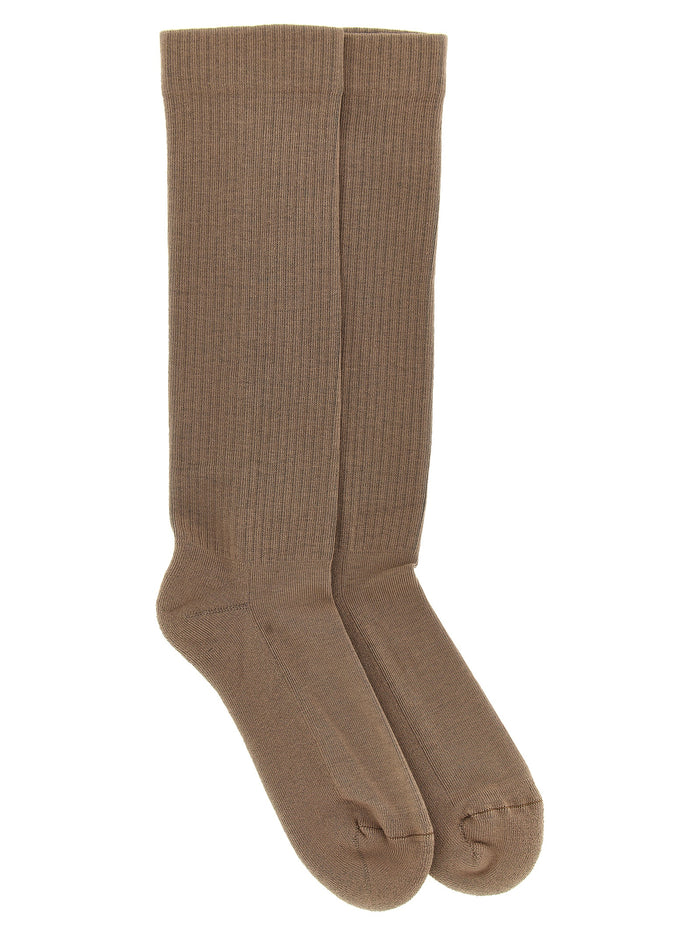 Jacquard logo socks Beige Cotton Nylon Elastane