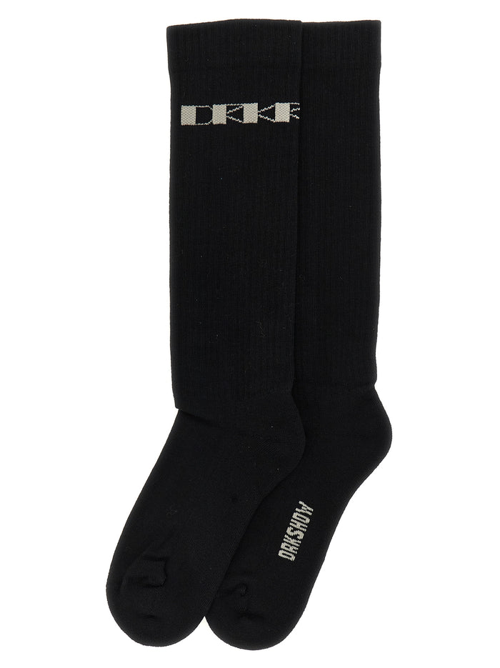 Jacquard logo socks Black Cotton Nylon Elastane