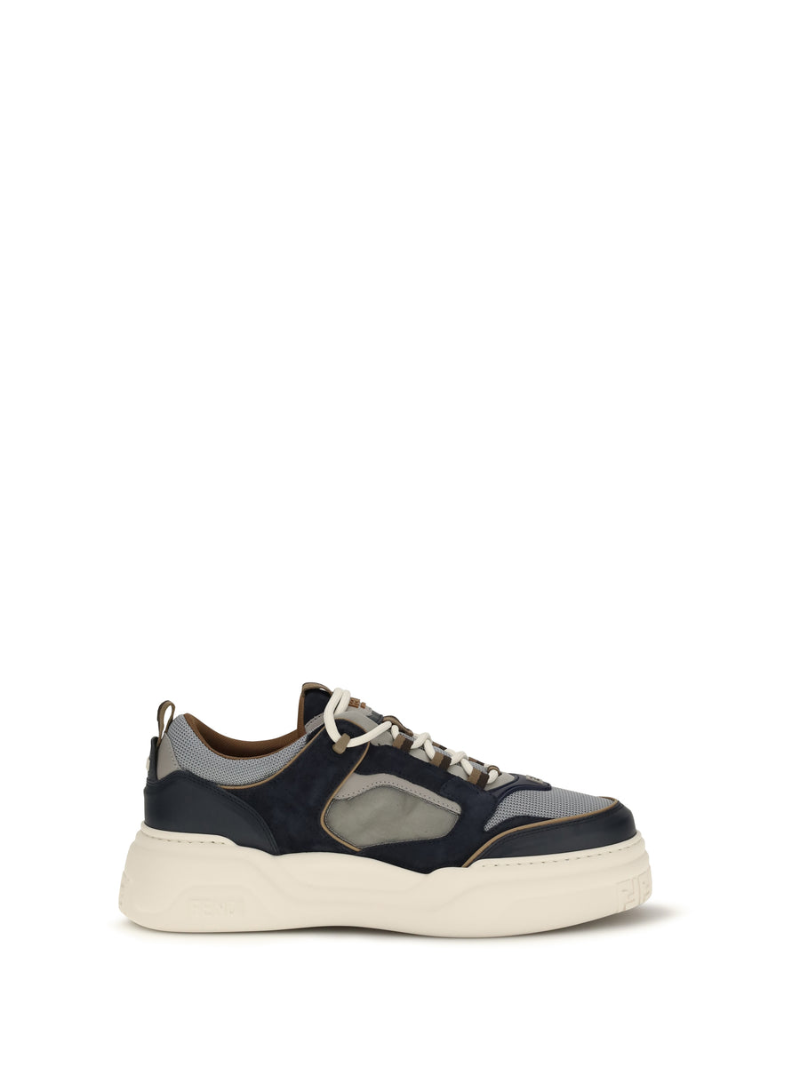 Fendi Upper: 100% calf leather; Sole: 100% rubber sneaker in navy