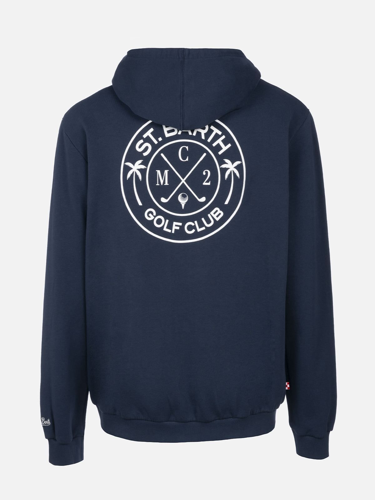 Man Zipped Cotton Fleece Hoodie Danny With Front And Back Print Blue Sweatshirt