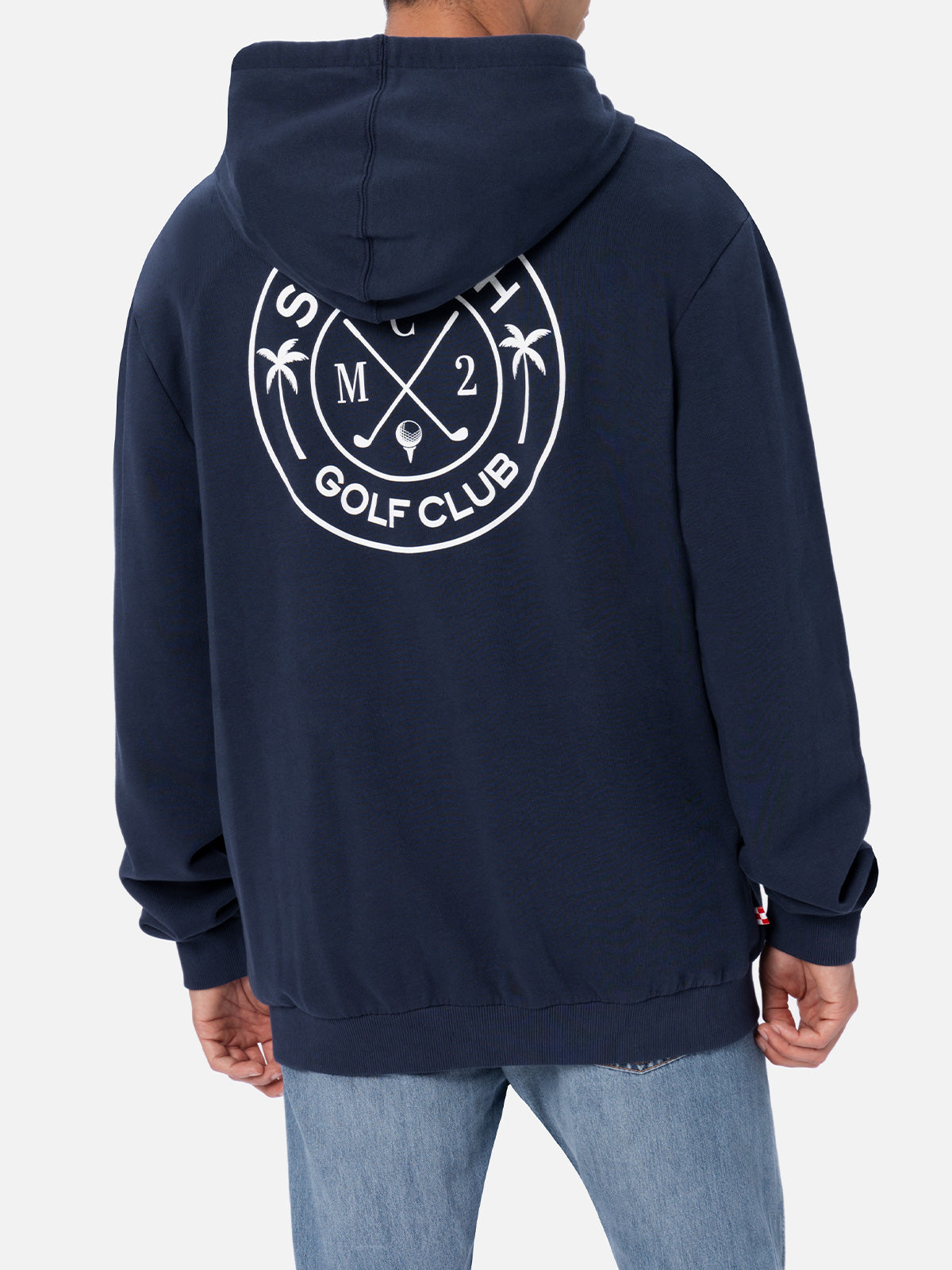 Man Zipped Cotton Fleece Hoodie Danny With Front And Back Print Blue Sweatshirt