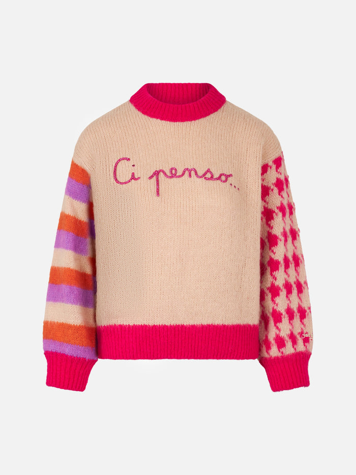 Danya Soft Boxy Sweater With Ci Penso Embroidery Brown