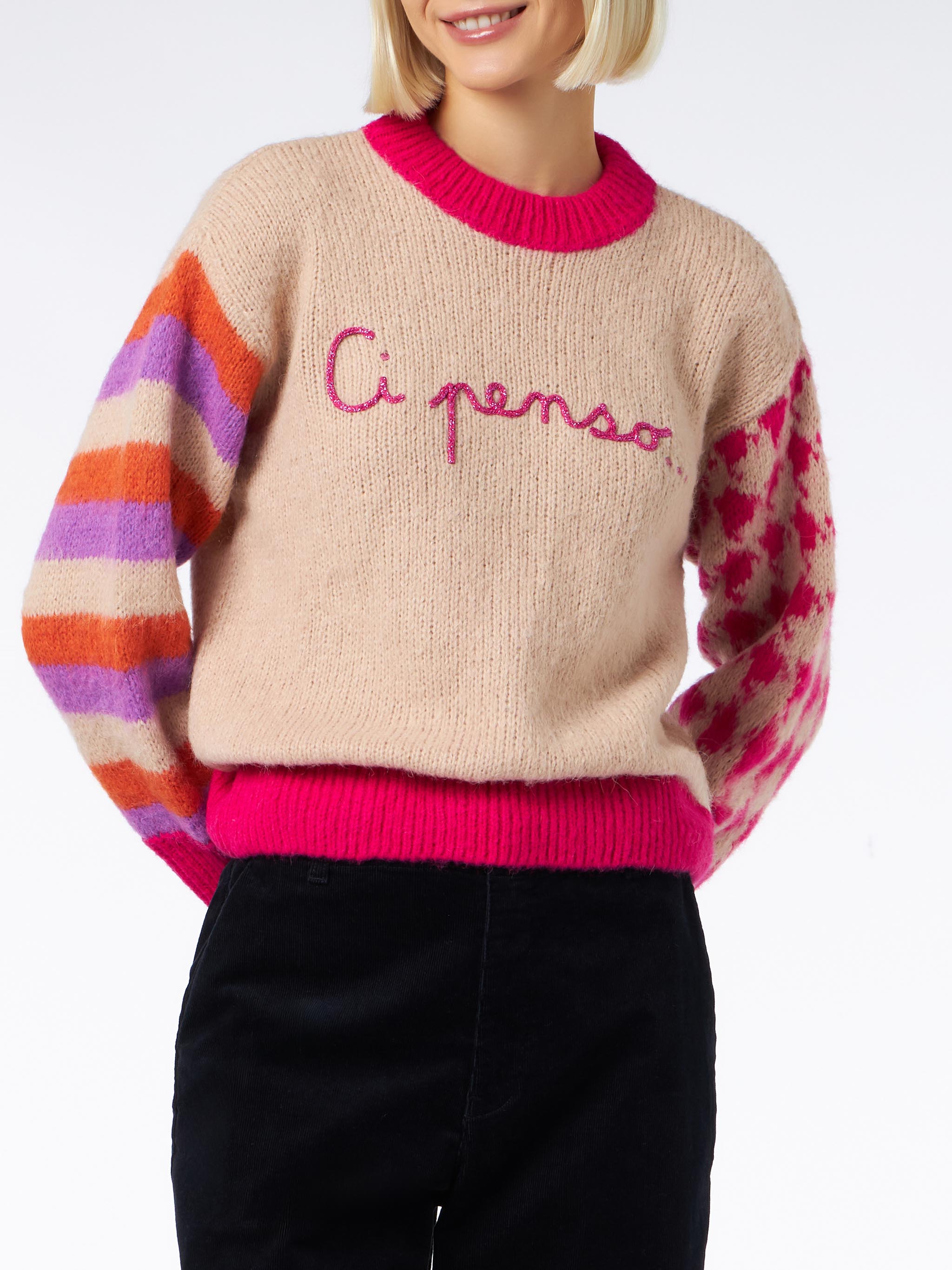 Danya Soft Boxy Sweater With Ci Penso Embroidery Brown