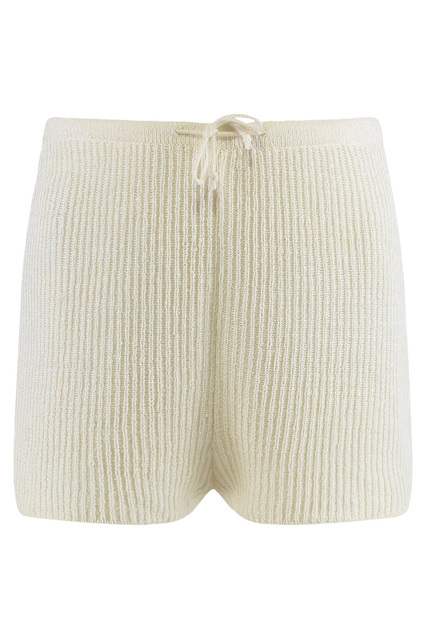 Knitted Shorts White Linen