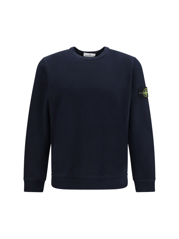 Crewneck Cotton Sweatshirt Navy Blue Sweatshirts