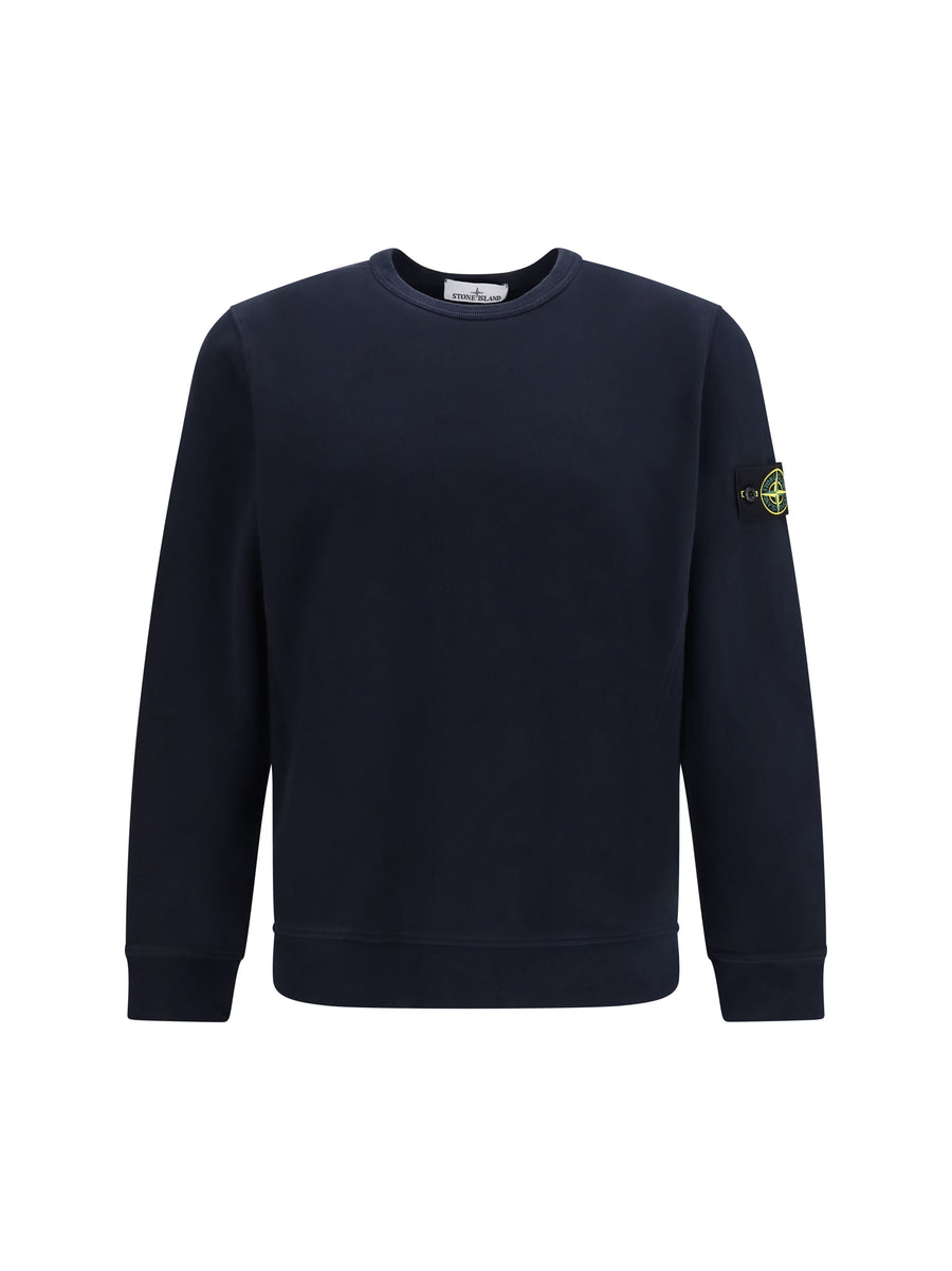 Crewneck Cotton Sweatshirt Navy Blue Sweatshirts