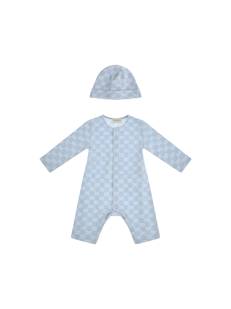 Gg Cotton Piqué Baby Gift Set Blue/white Extras