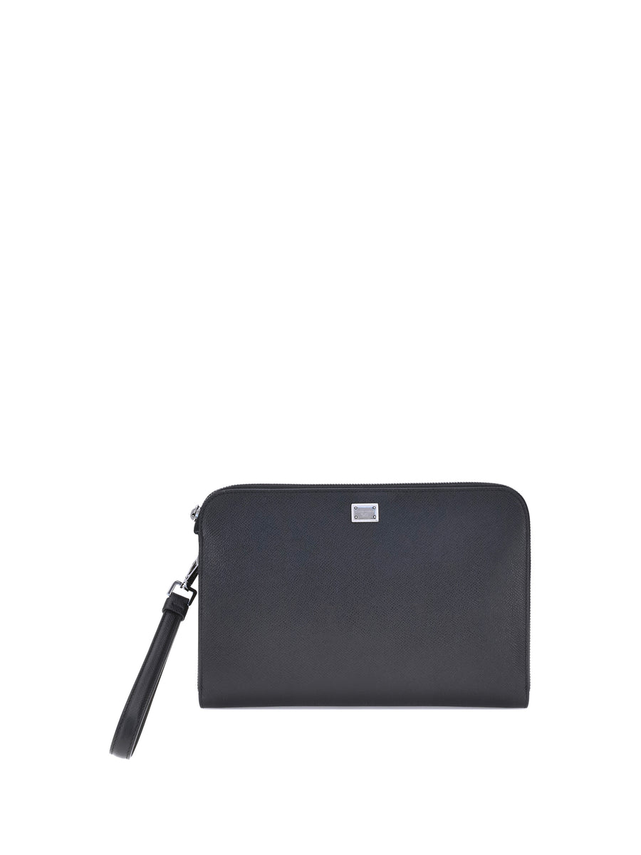 Dolce & Gabbana 100% calf leather travel wallet in black