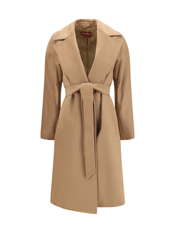 Peak Lapel Coat Cammello Fleece Wool Ovis Aries