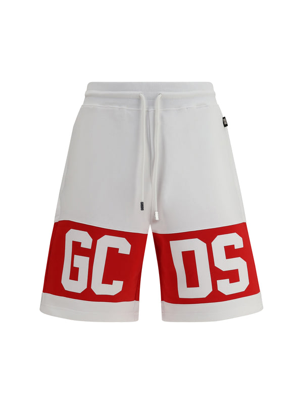GCDS 100% Cotton bermuda shorts in white