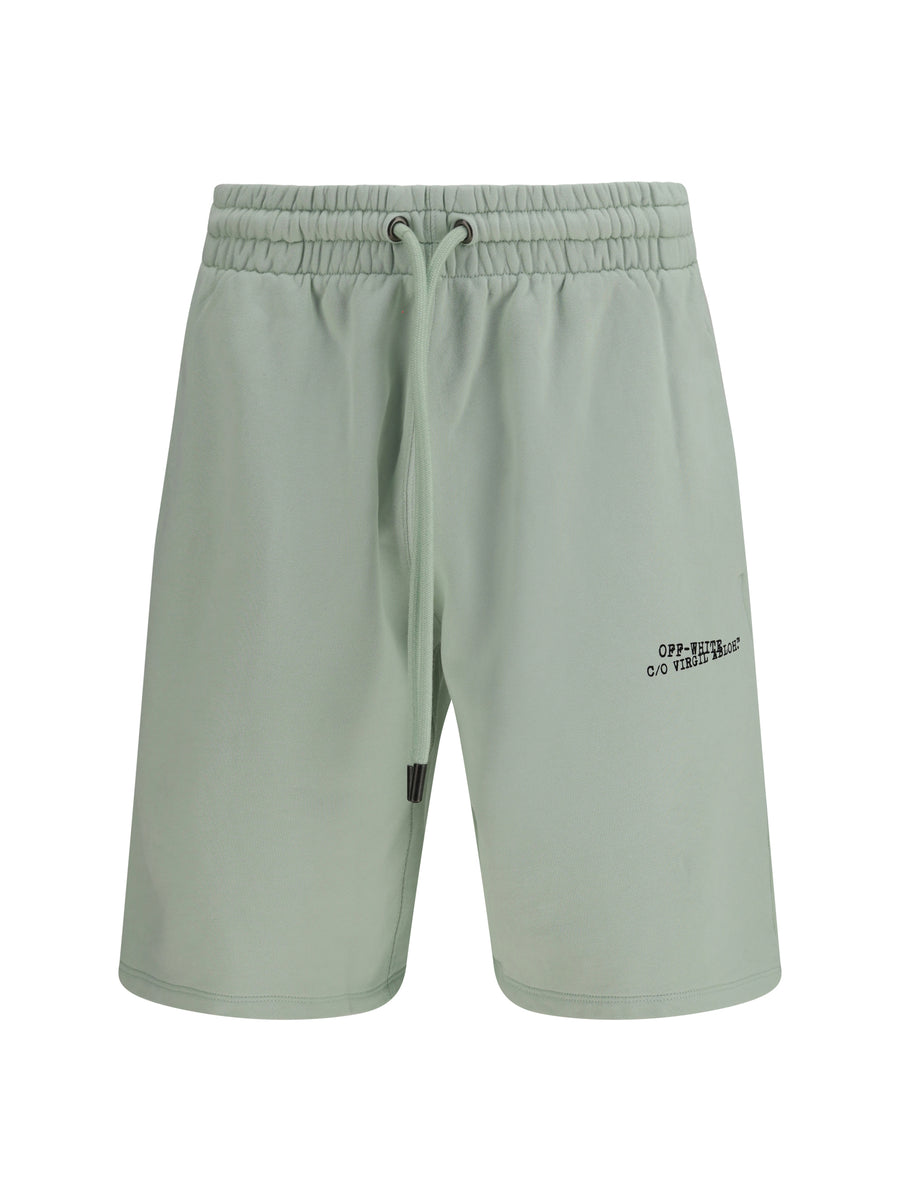 Off-White 100% Cotton bermuda shorts in green