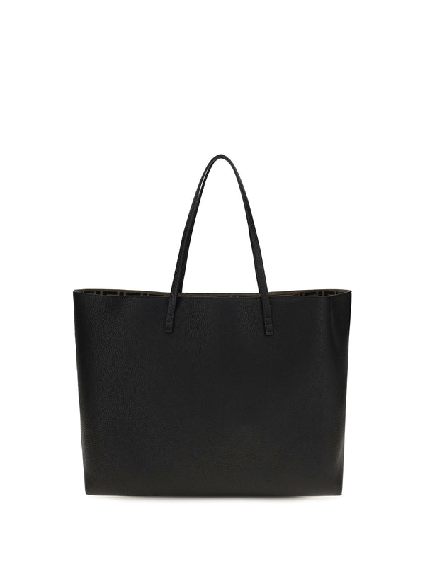 Medium Roll Roman Leather Shopping Bag Nero+moro Calf Bos Taurus Shoulder