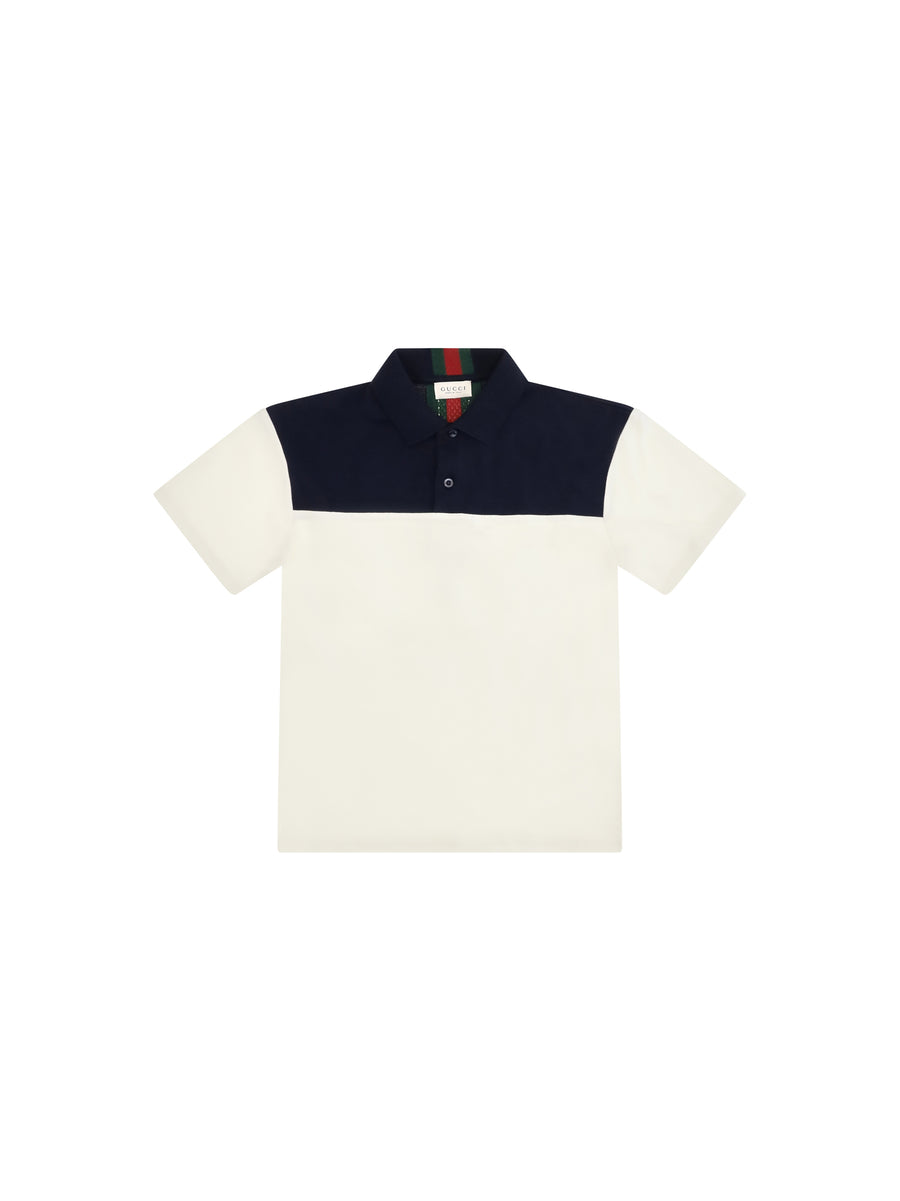Cotton Polo With Web Trim For Boy Ivory/mix T-shirts