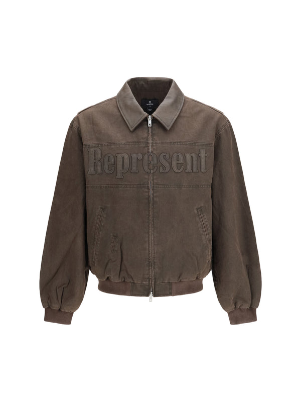 Represent 100% COTTON jacket in brown