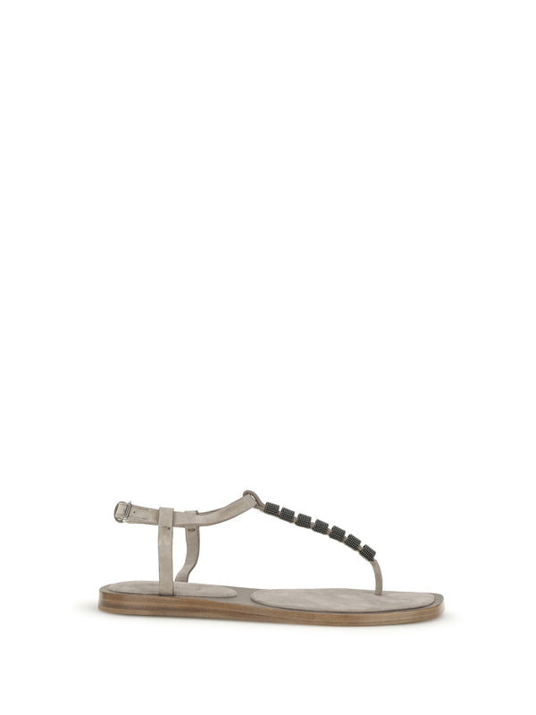 Brunello Cucinelli Upper: 100% calf leather; Sole: 100% calf leather sandal in beige
