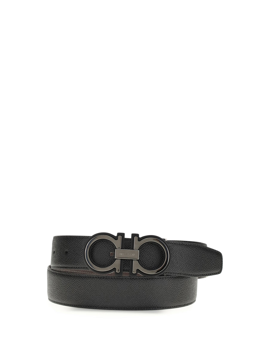 Belt Gancini Blue Patterned Navy Calf Leather