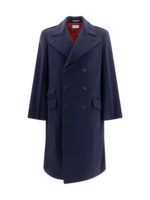 Brunello Cucinelli 100% Merino Wool coat in navy