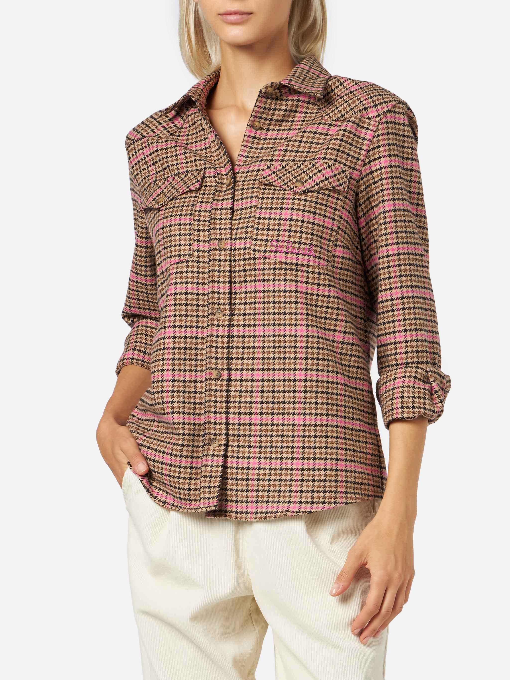 Deer Pied De Poule Overshirt Brown Shirt
