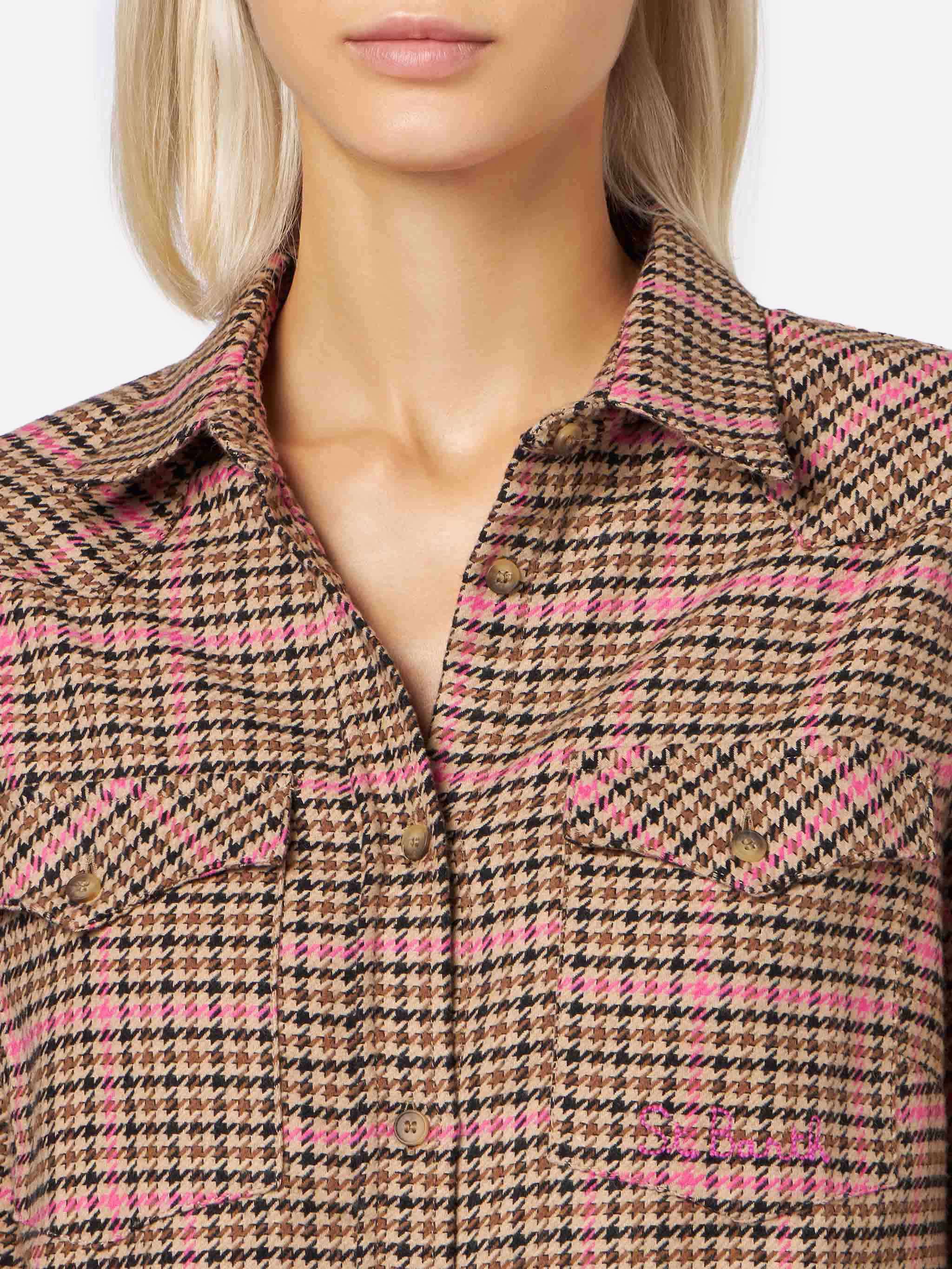 Deer Pied De Poule Overshirt Brown Shirt