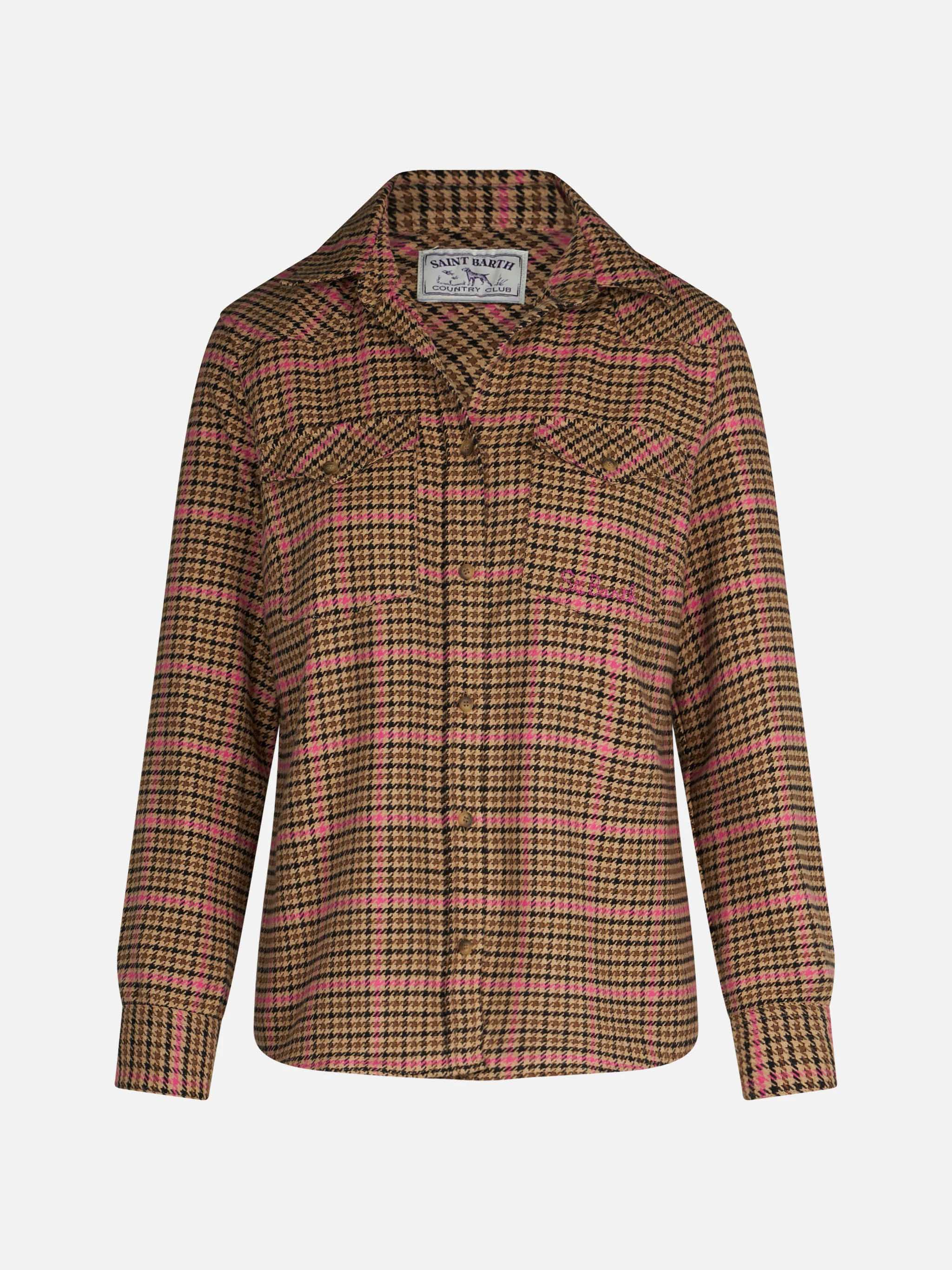 Deer Pied De Poule Overshirt Brown Shirt