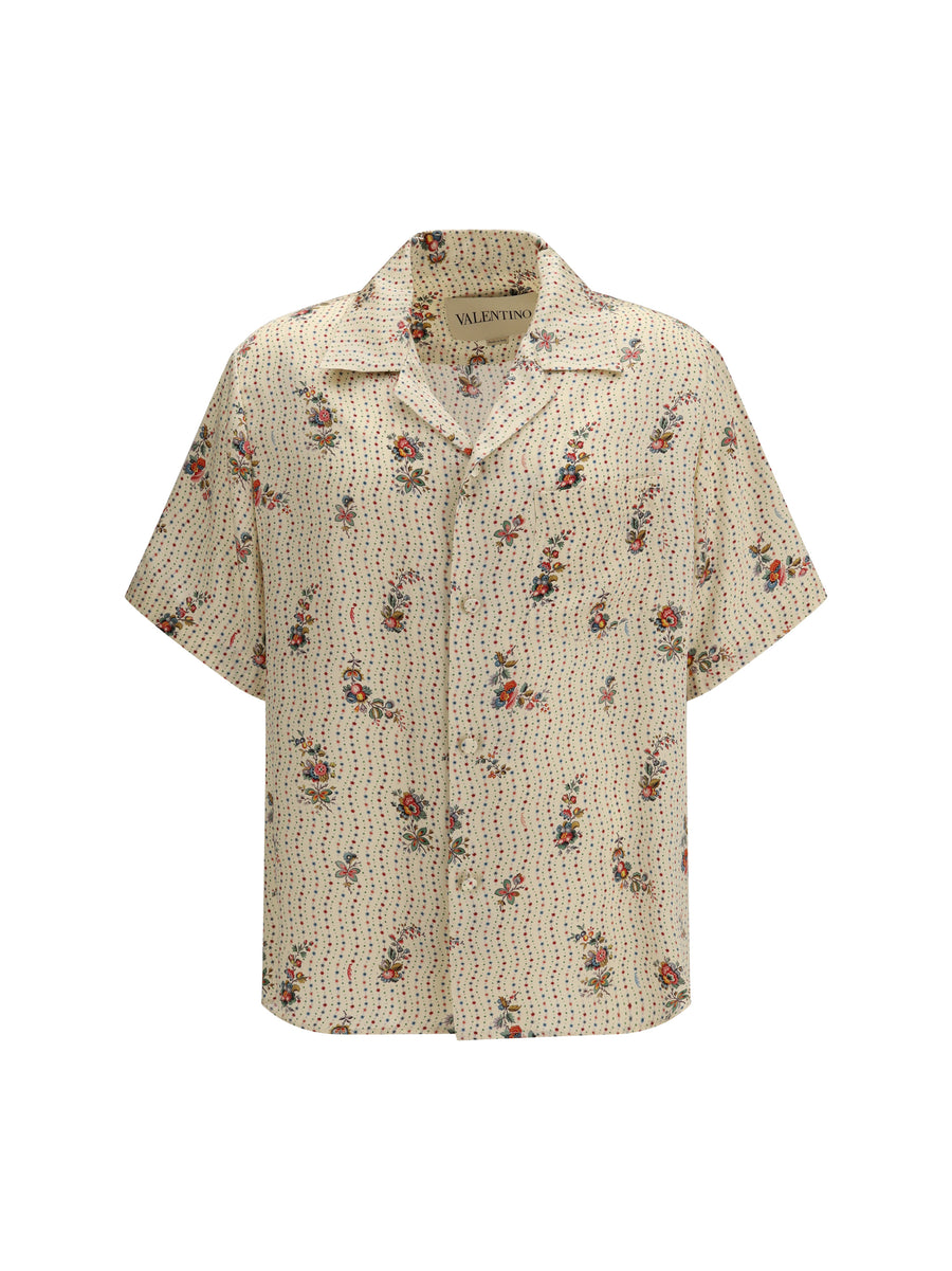 Valentino 100% Silk bowling shirt in beige