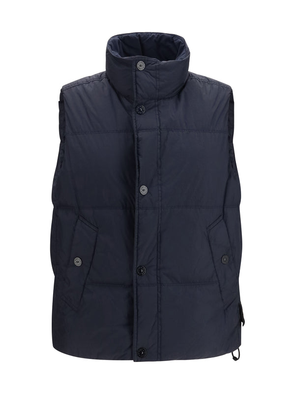 Stone Island Inner: 100% Duck Down; Outer: 100% Polyamide vest in navy