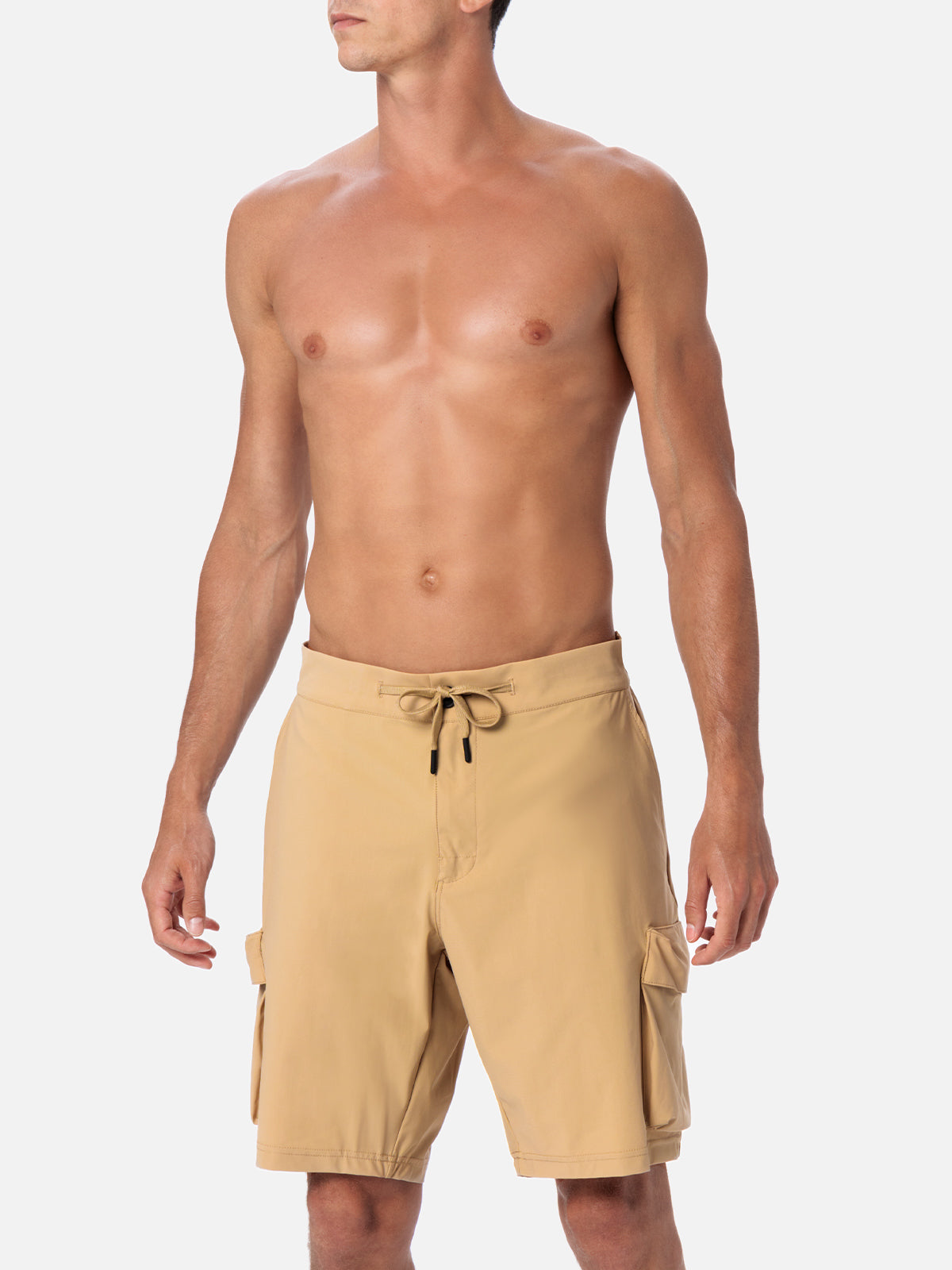 Beige Technic Fabric Bermuda Shorts Deck White Pant
