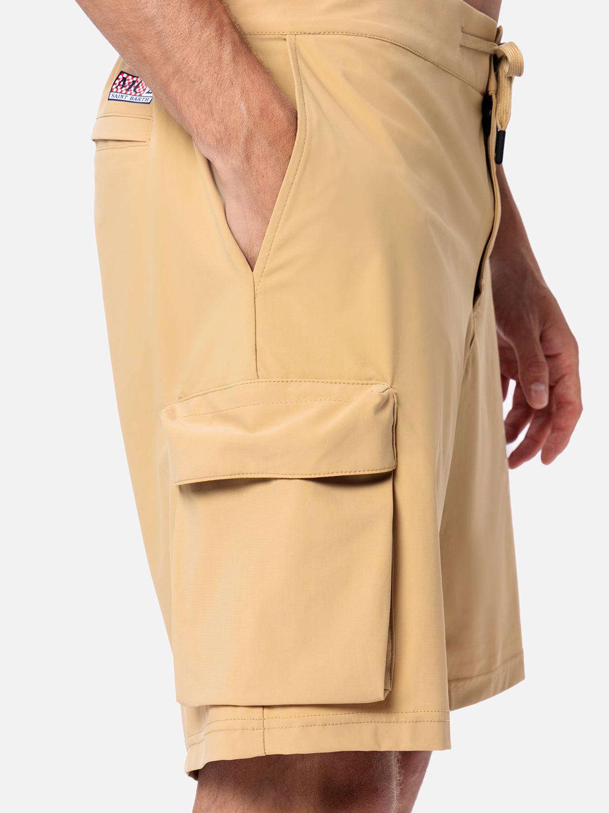 Beige Technic Fabric Bermuda Shorts Deck White Pant
