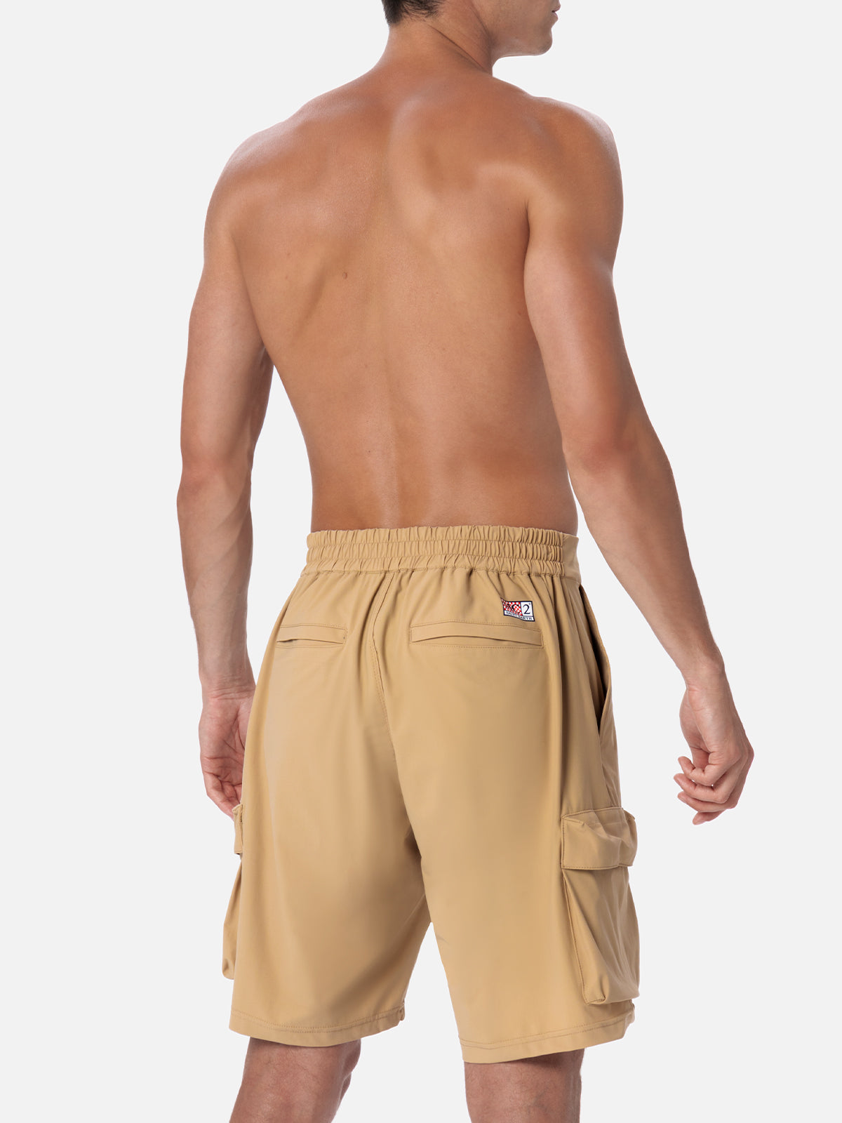 Beige Technic Fabric Bermuda Shorts Deck White Pant