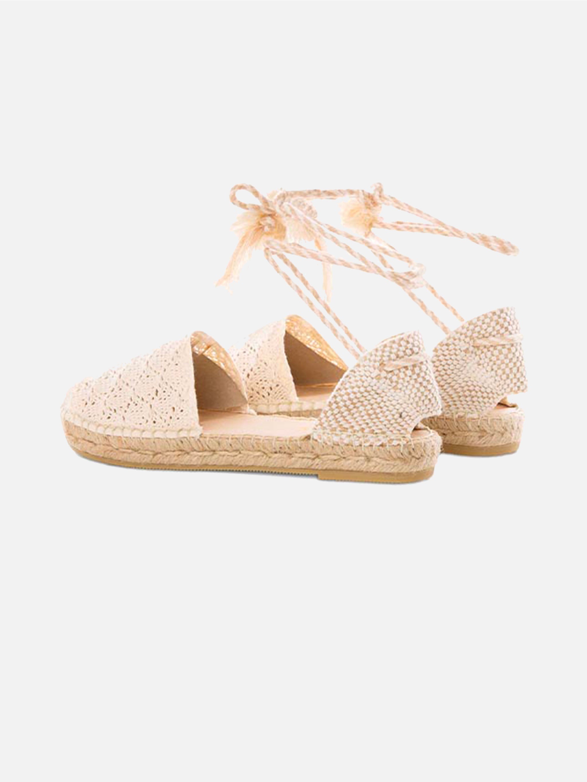 Beige And White Soler Crochet Espadrillas Shoe