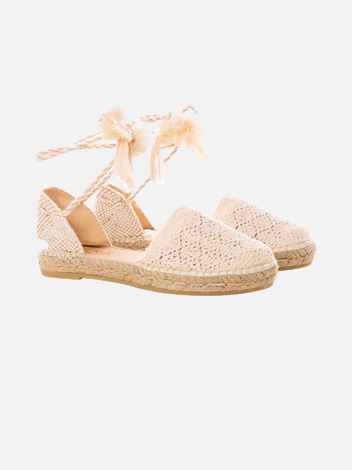 Beige And White Soler Crochet Espadrillas Shoe