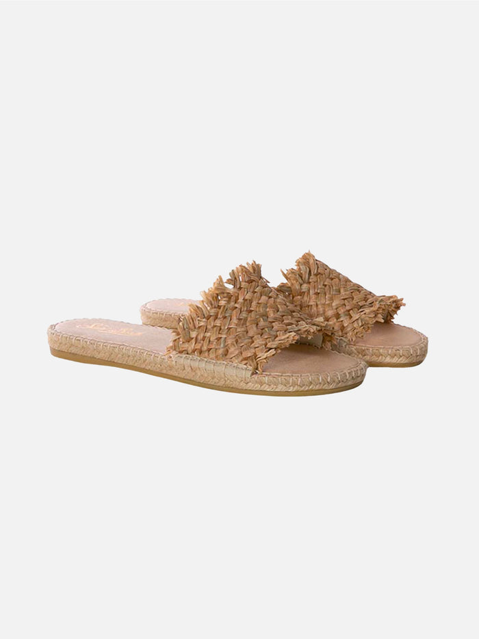 Natural Luz Straw Espadrilla Slides White Shoe