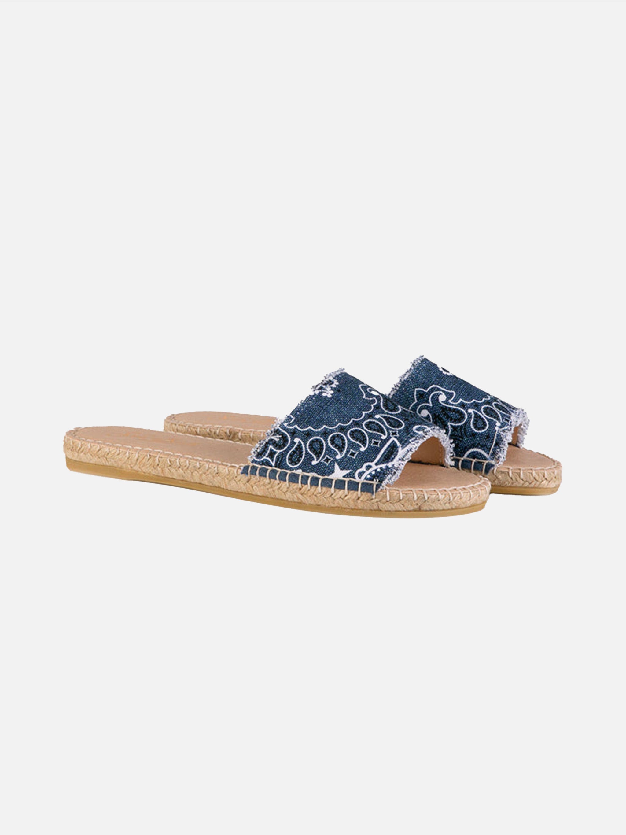 Denim Luz Espadrilla Slides With Bandana Print Blue Shoe