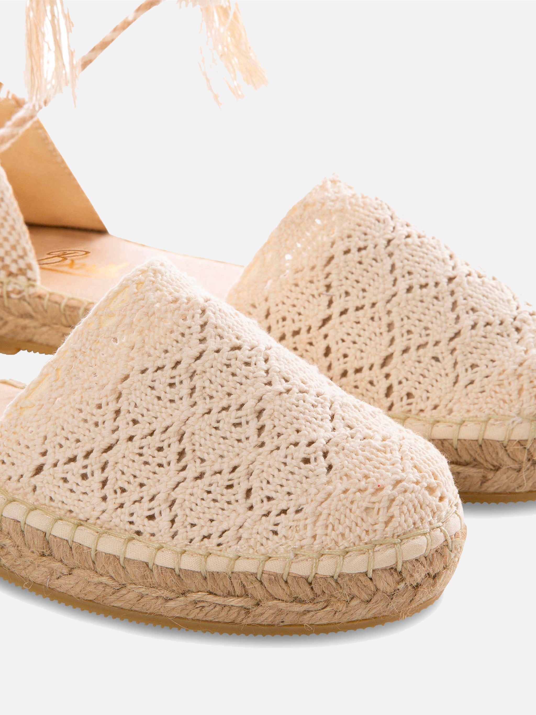 Beige And White Soler Crochet Espadrillas Shoe