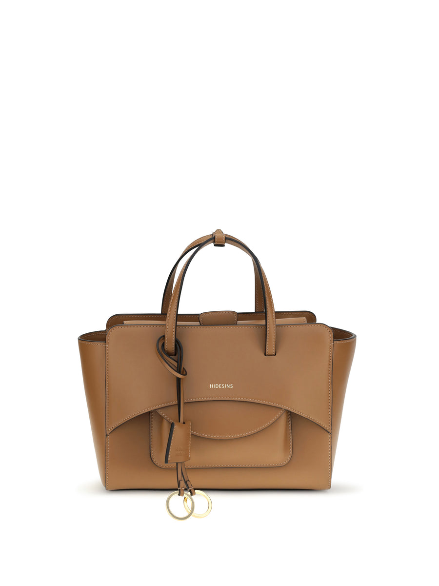 Hidesins 100% calf leather Bos Taurus top handle bag in caramel