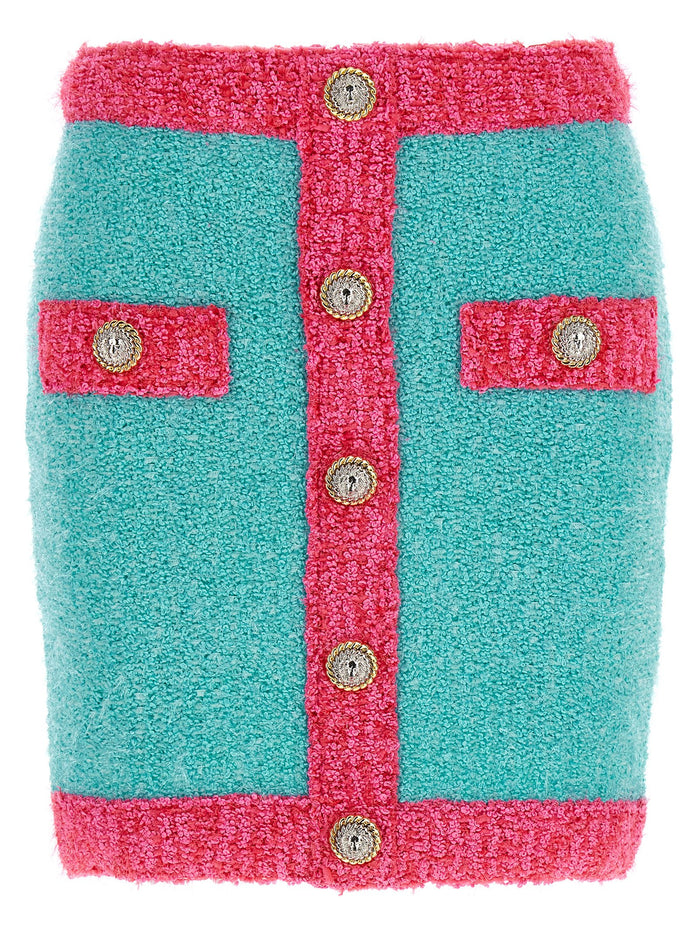 Leone button two-tone skirt Multicolor