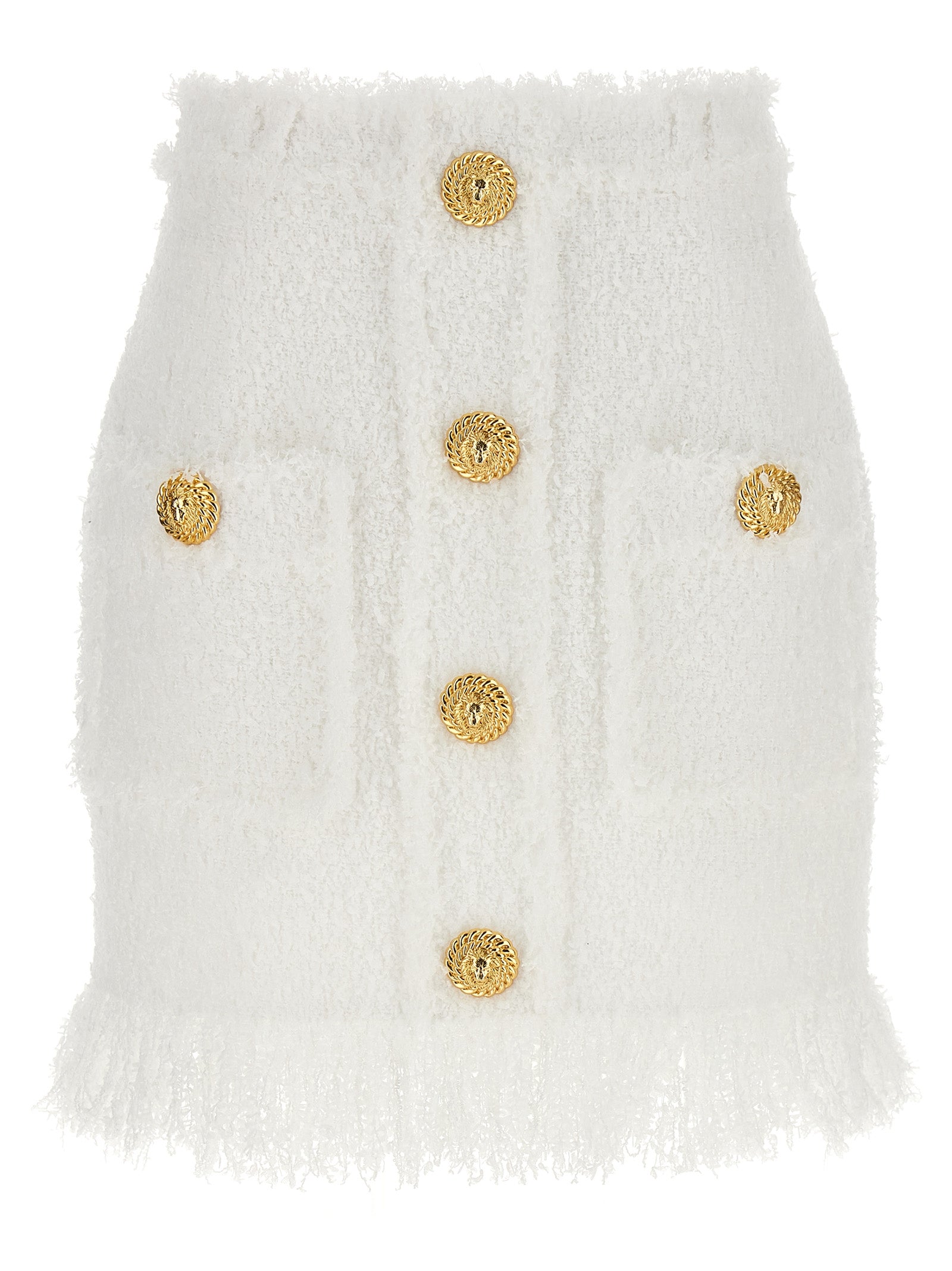 Button tweed skirt White Polyamide