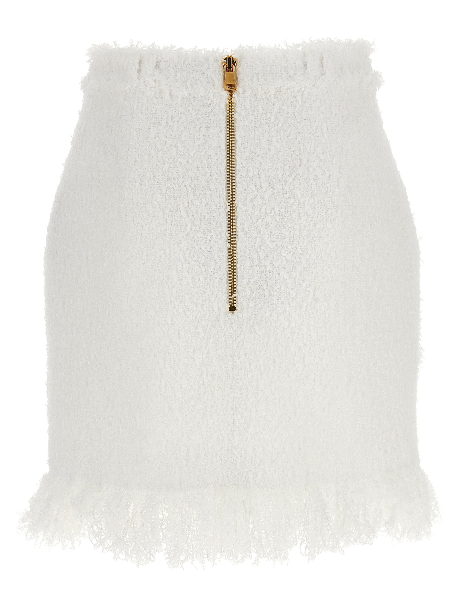 Button tweed skirt White Polyamide