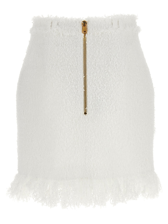 Button tweed skirt White Polyamide