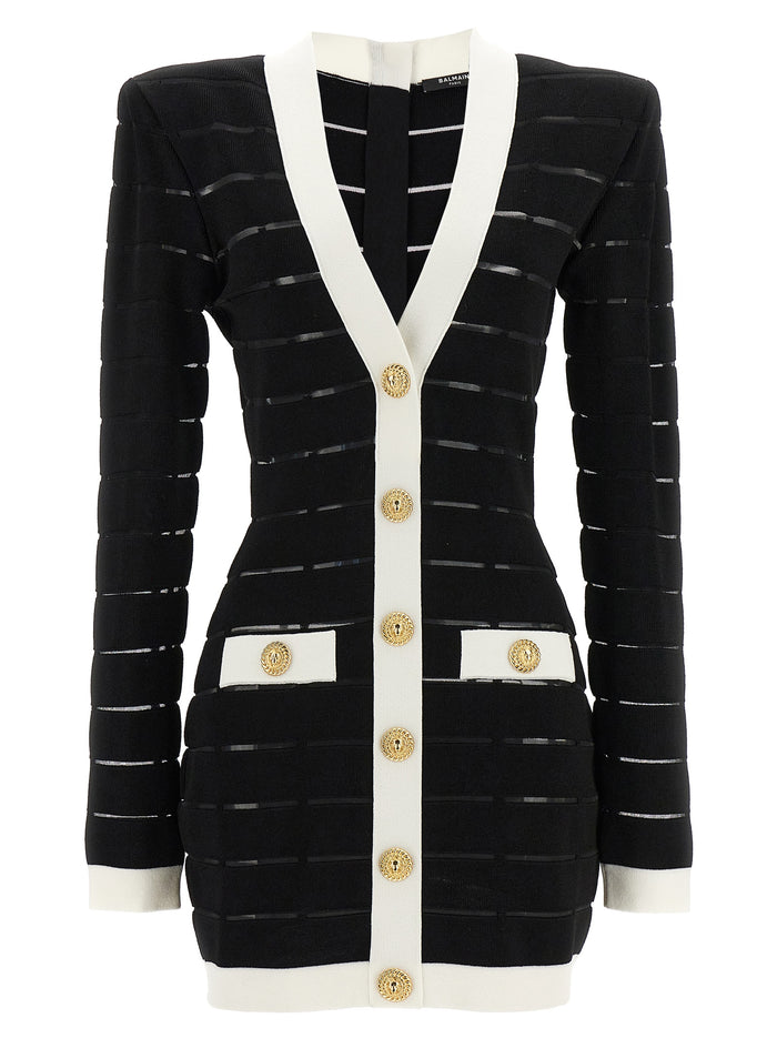 Two-tone knit dress White/black Viscose Polyester Polyamide