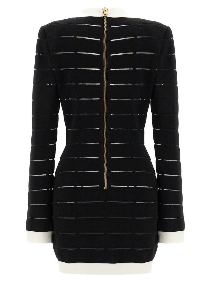Two-tone knit dress White/black Viscose Polyester Polyamide