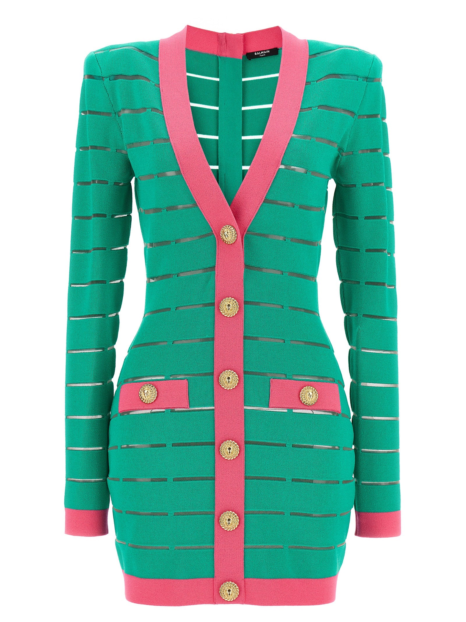 Two-tone knit dress Green Viscose Polyester Polyamide