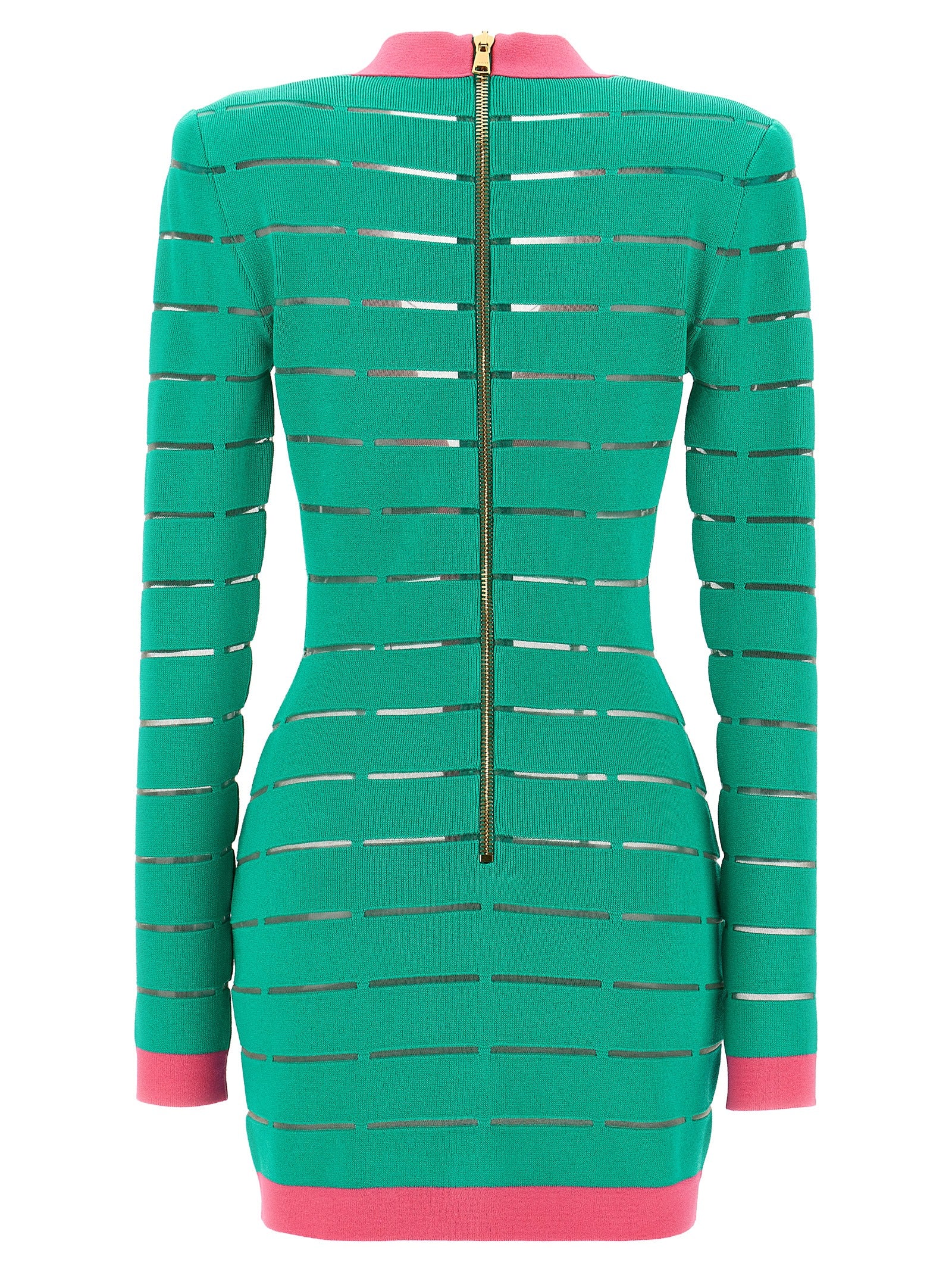 Two-tone knit dress Green Viscose Polyester Polyamide