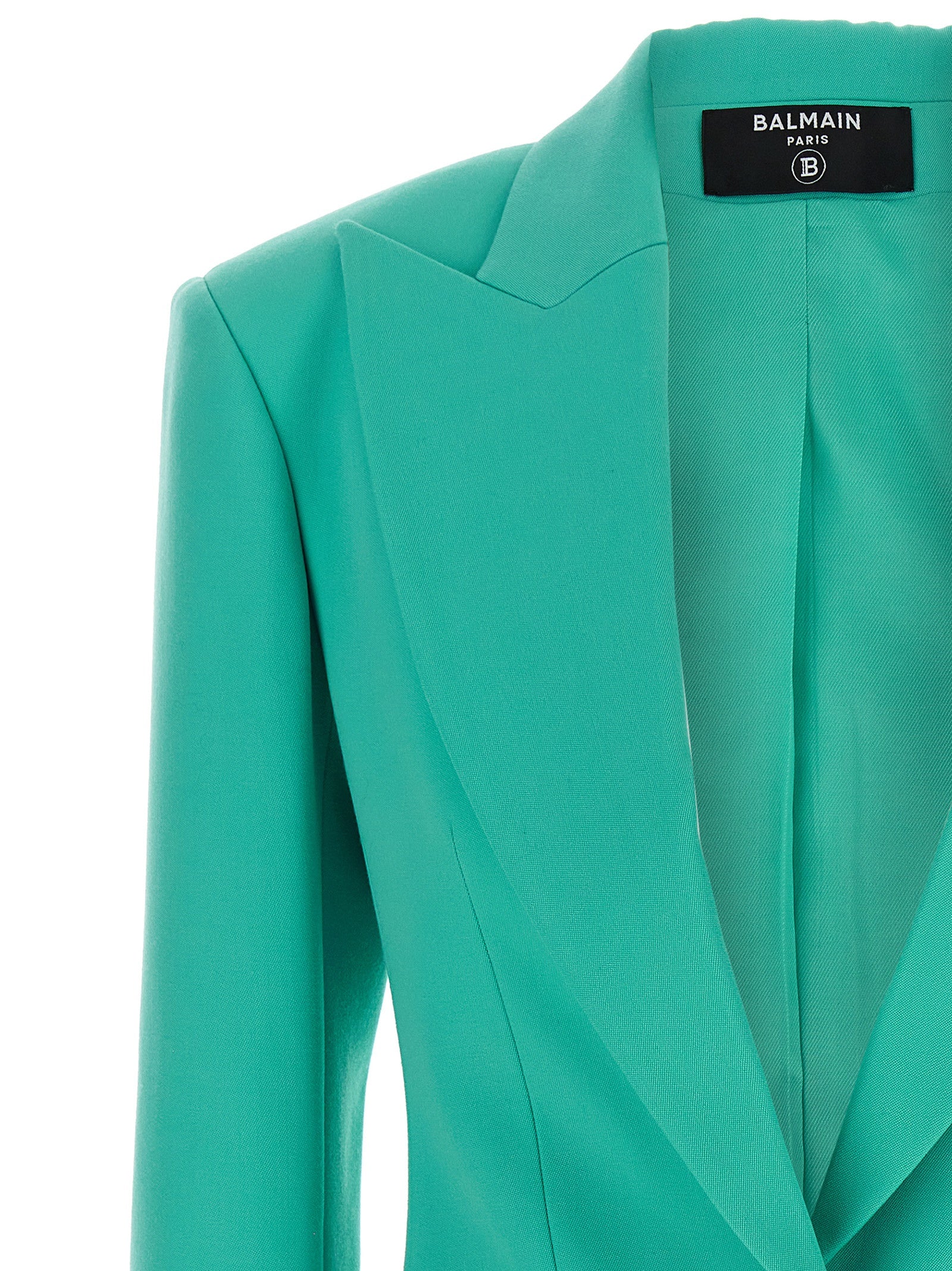 Logo button double-breasted blazer Light Blue Wool Blazer, Suits