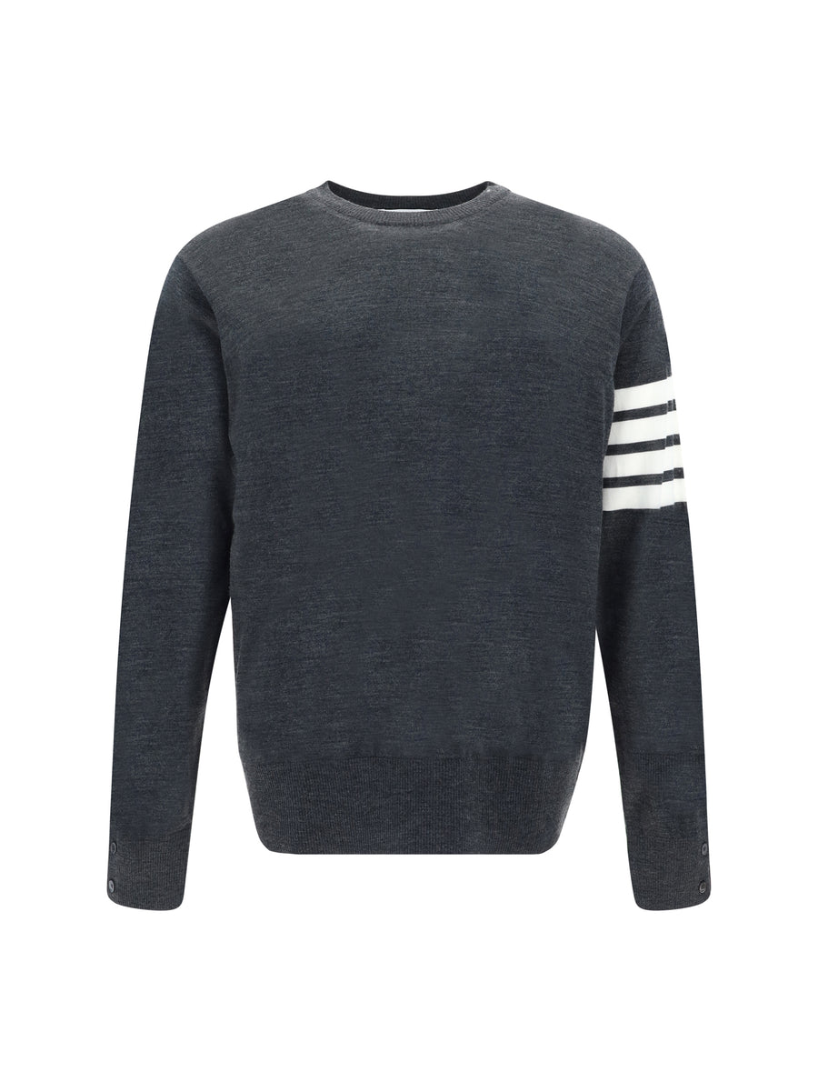 Thom Browne 100% Virgin Wool Ovis Aries sweater in gray