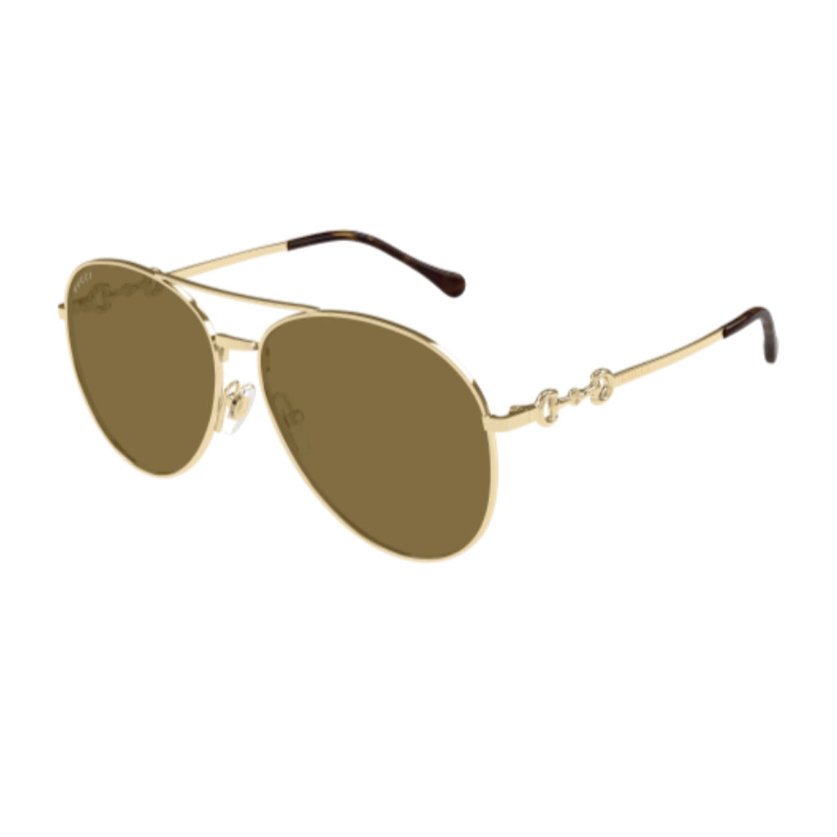 Gucci GG1698S Linea Horsebit 002 Gold Brown Oro Metal Occhiali Da Sole