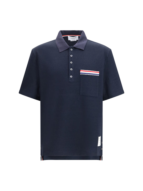 Thom Browne 55% Cotton polo in navy
